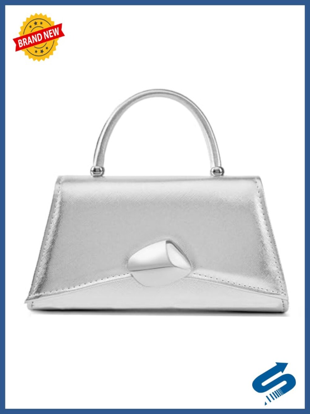 Textured Faux Leather Clutch Evening Bag with Gold Metal Clasp
